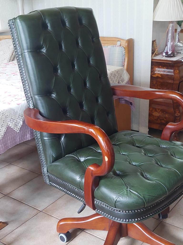 Chesterfield leren bureaustoel, Ophalen of Verzenden, Gebruikt, Zwart