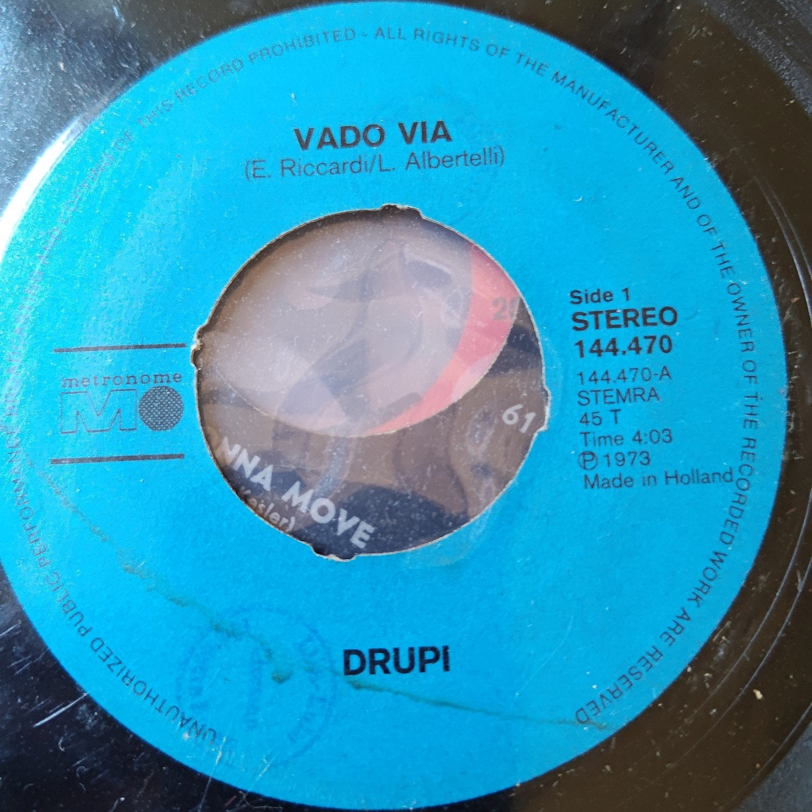 Drupi - Vado Via / Anna Move (Vinyl, 7 inch, 1973), Cd's en Dvd's, Vinyl Singles, Gebruikt, 7 inch, Ophalen of Verzenden, Pop