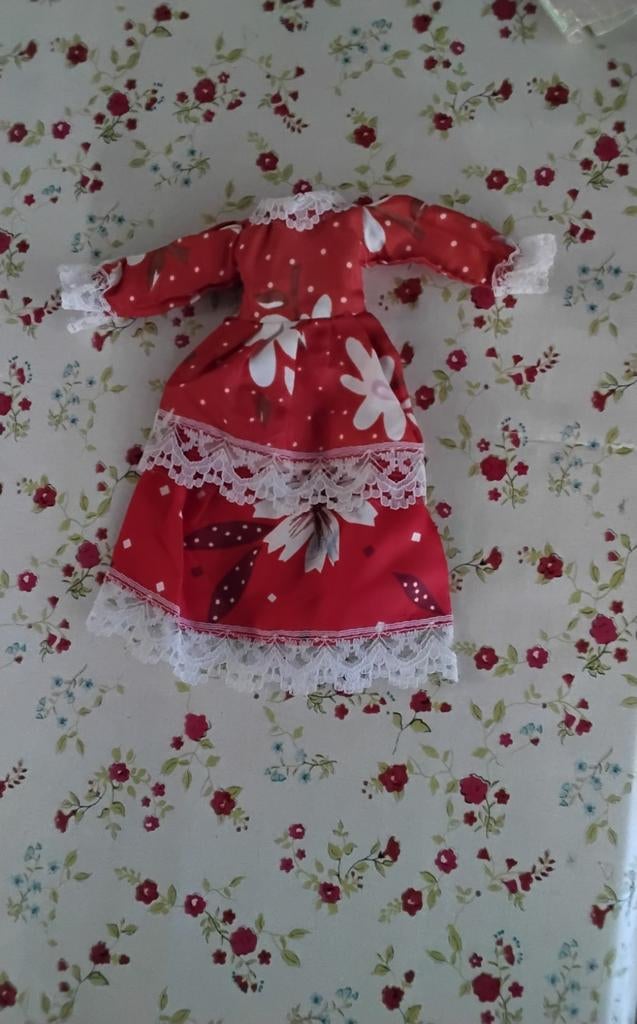 Vintage Retro sindy fleur barbie jurk met bloemen en kant, Ophalen of Verzenden, Zo goed als nieuw, Overige typen