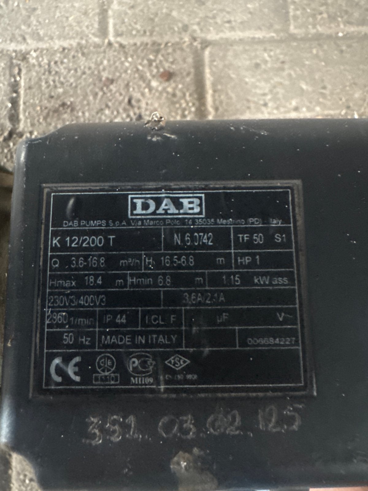 DAB K 12/200 T Pomp voor Grondwater, Ophalen, Gebruikt, Bronpomp