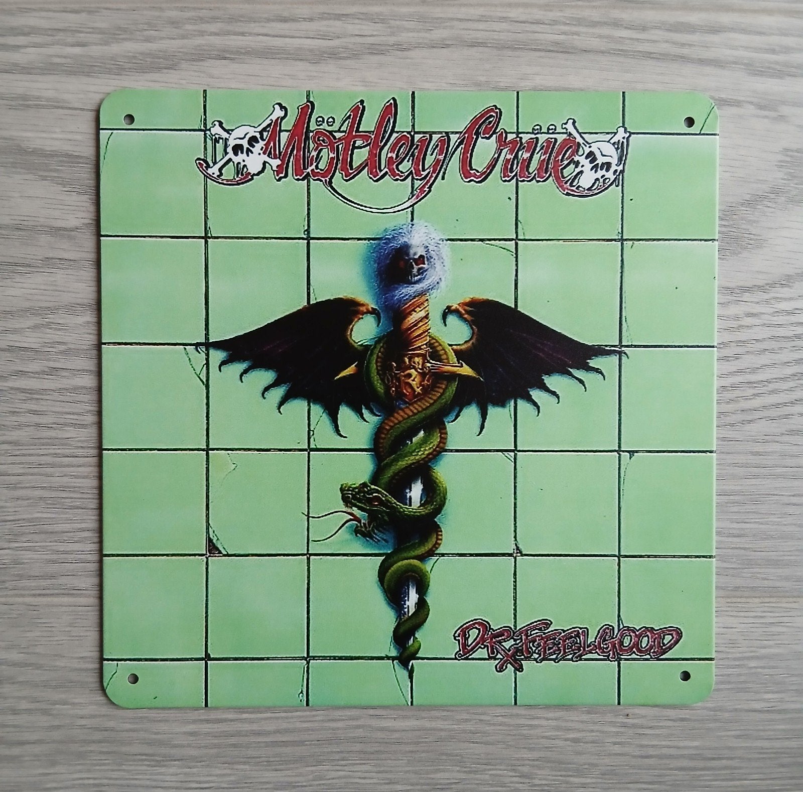 Mötley Crüe DR. Feelgood 20x20 cm Metalen Reclamebord, Ophalen of Verzenden, Nieuw, Poster, Artwork of Schilderij