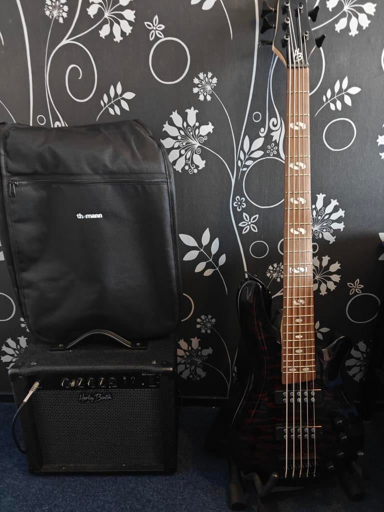 Harley Benton 5-snarig Basgitaar Set (progressive), Muziek en Instrumenten, Snaarinstrumenten | Gitaren | Bas, Ophalen, Gebruikt