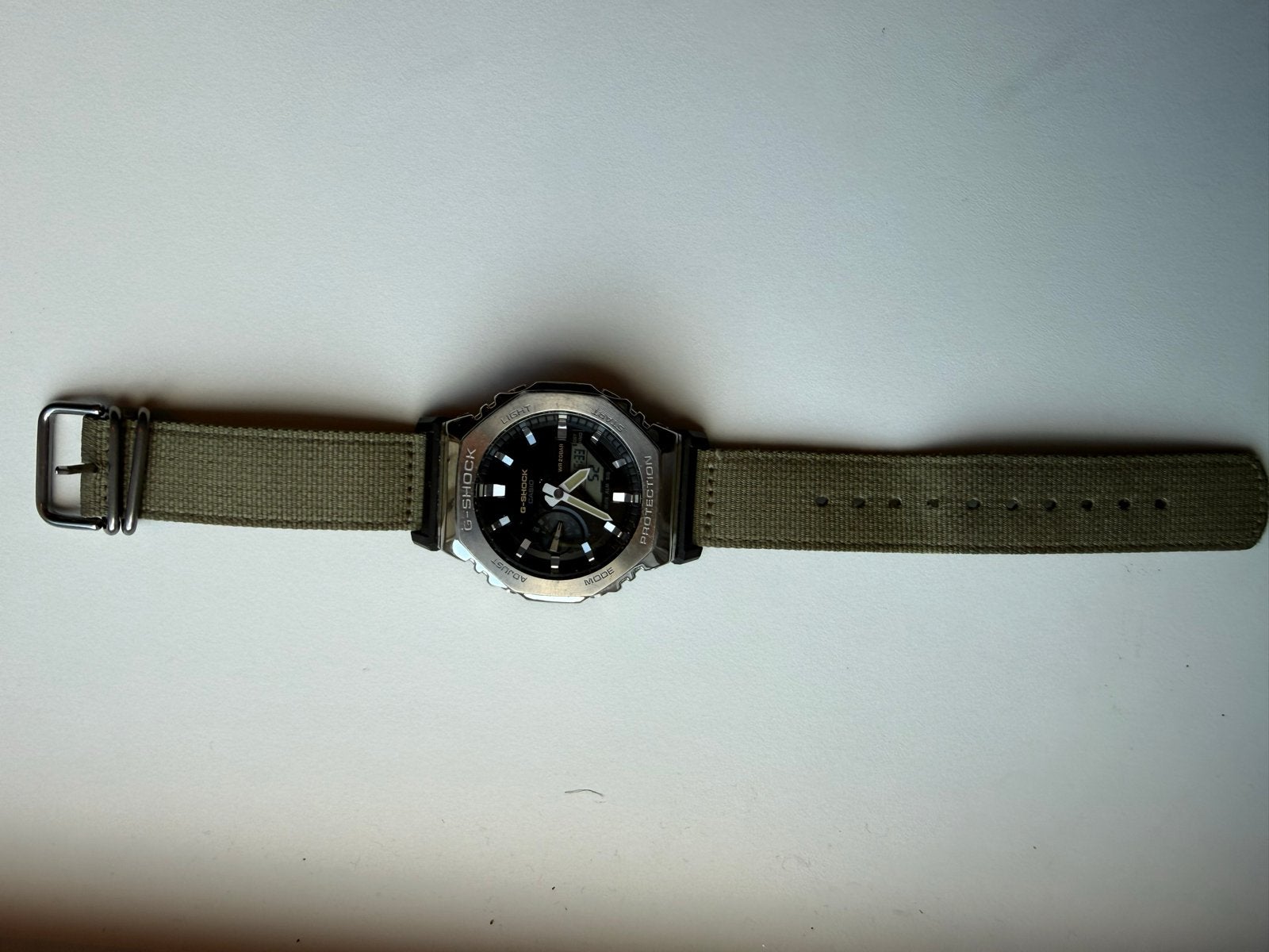 Casio G-Shock GM-2100C met stoffen bandje, Casio, Staal, Polshorloge, Overige materialen