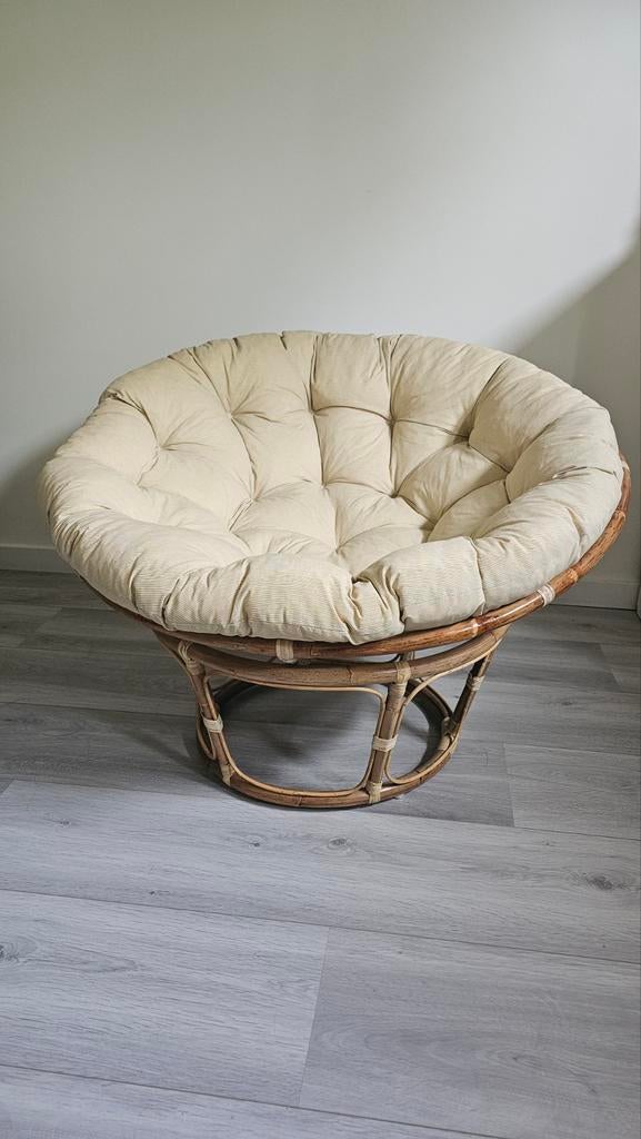 Comfortabele Papasan stoel met kussen, Gebruikt, Overige kleuren, Stof, Eén