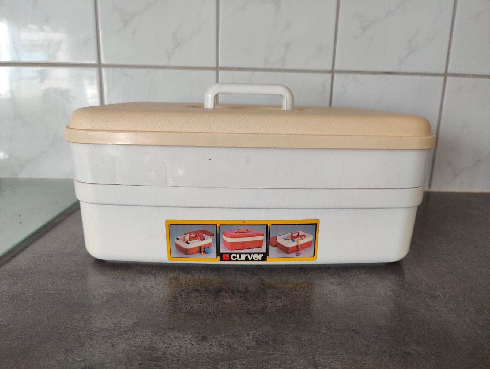 Vintage naaidoos Curver, Ophalen, Gebruikt, Toebehoren, Overige merken