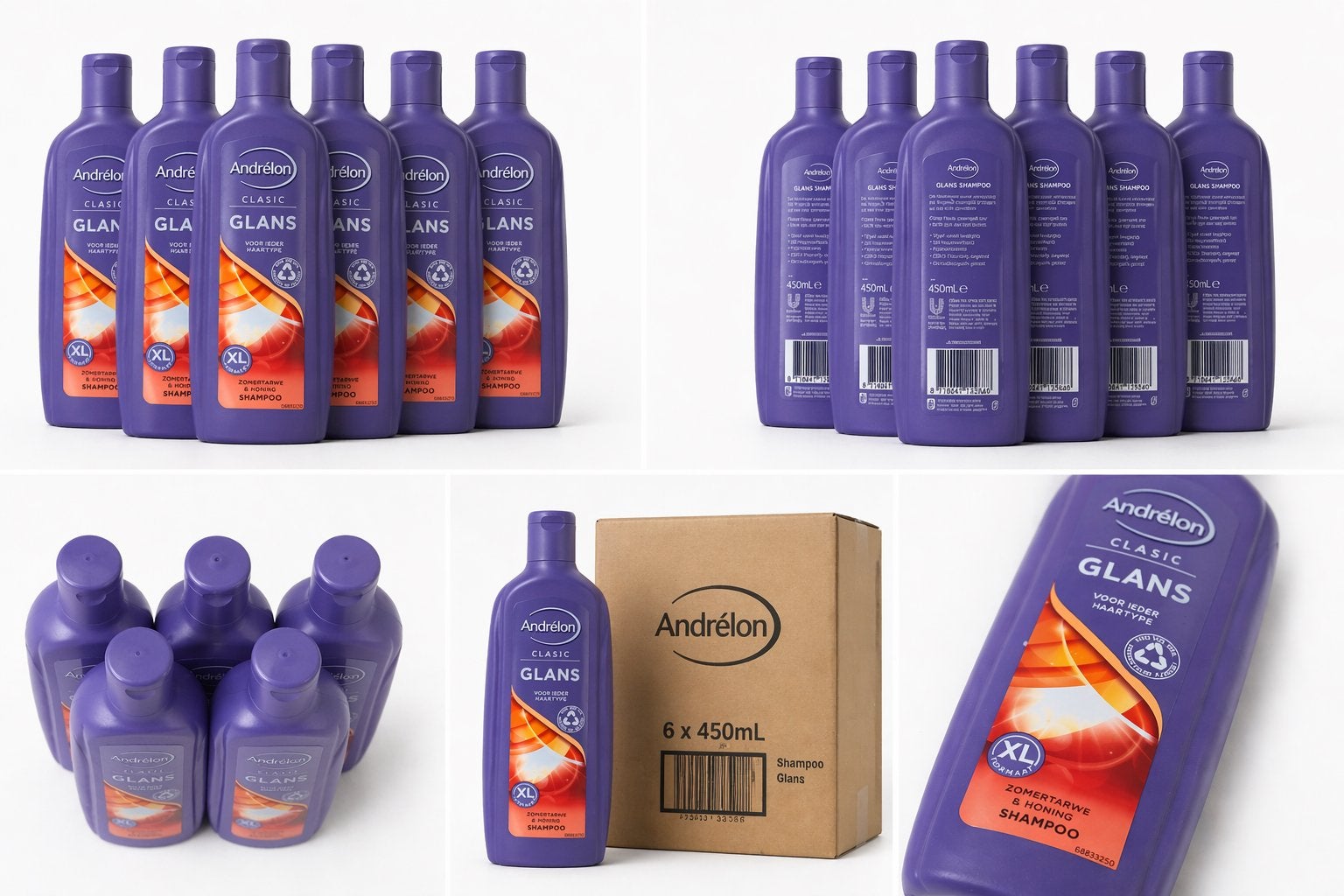 Andrélon Classic Glans Shampoo - 6x 450ml XL-verpakking, Ophalen of Verzenden, Nieuw, Shampoo of Conditioner