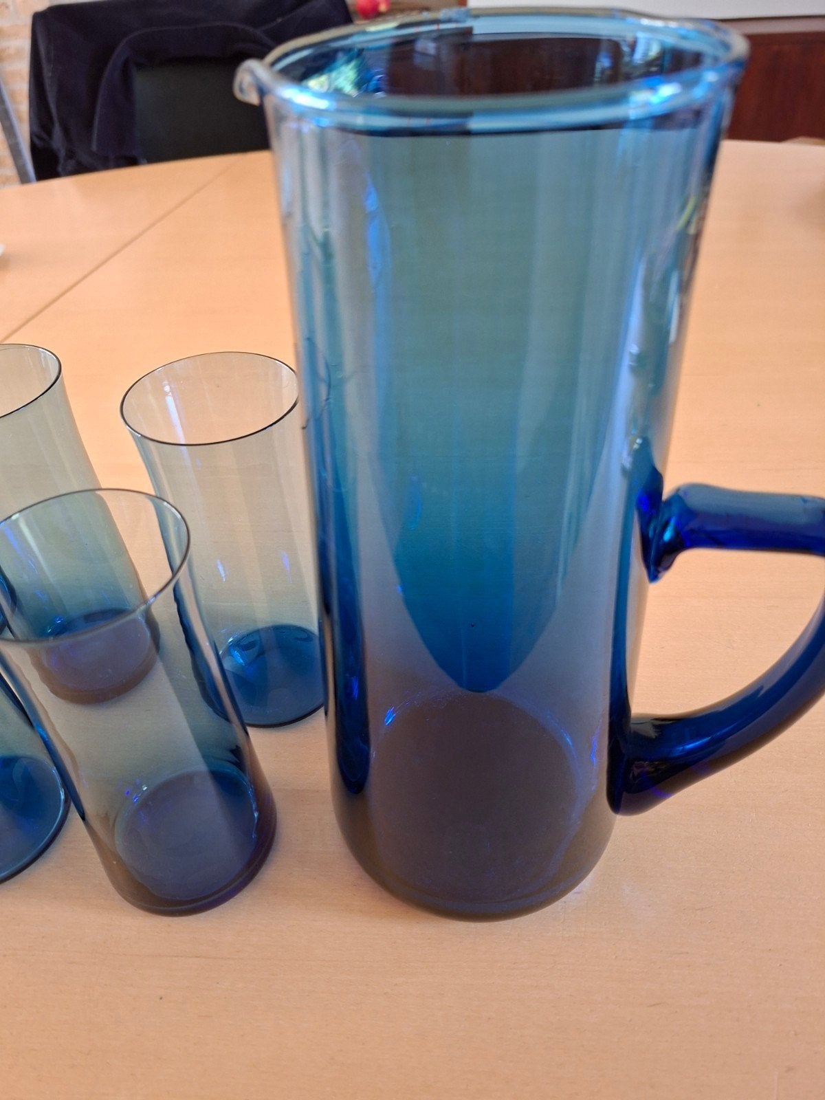waterkan met 6 glazen, blauw, design, Ophalen, Zo goed als nieuw, Glas, Overige stijlen