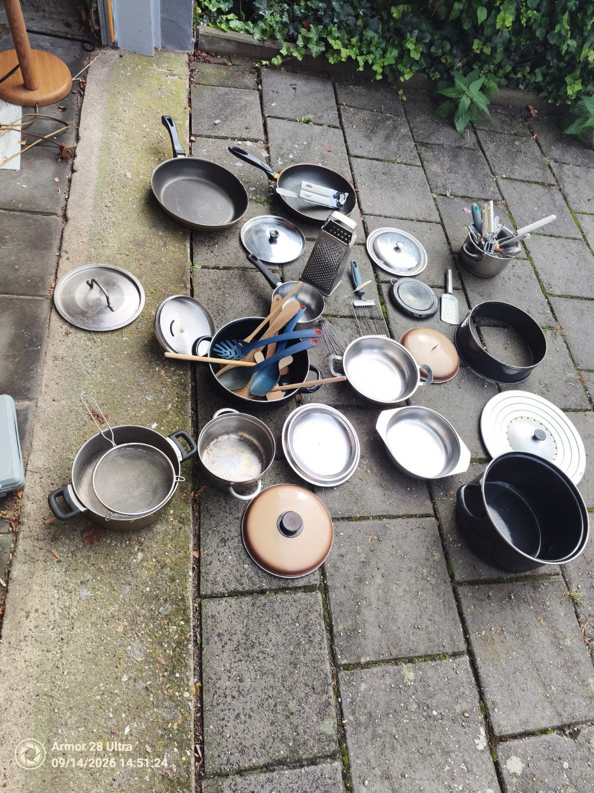 Grote pannenset met diverse pannen en keukengerei, Huis en Inrichting, Gebruikt, Pannenset, Ophalen of Verzenden, Rvs