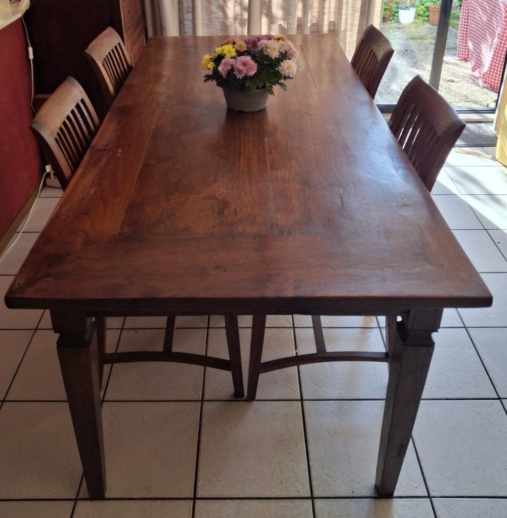 UNIEKE teakhouten enveloptafel vintage, Ophalen, Gebruikt, Teakhout, 200 cm of meer