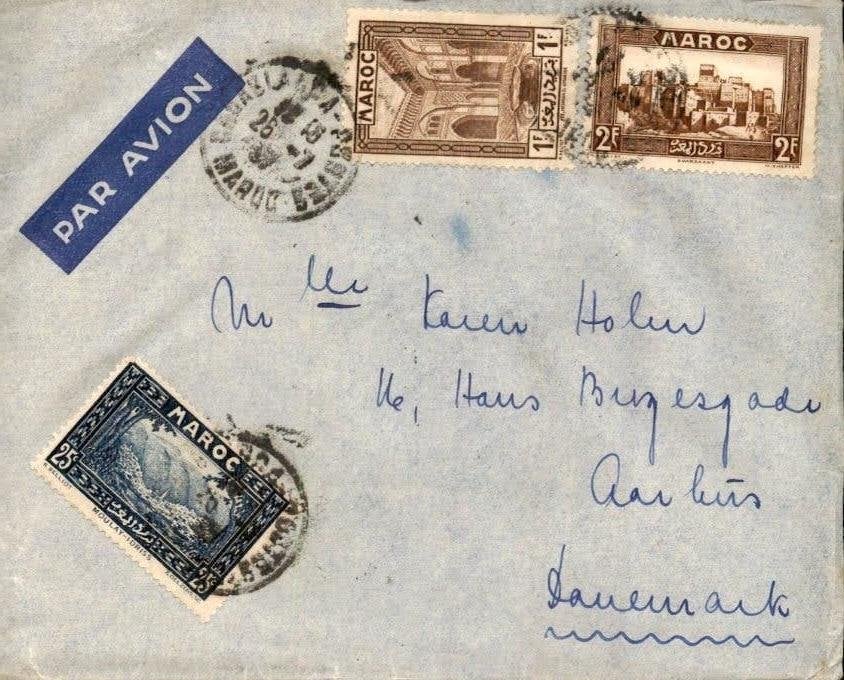 Marokko - Denemarken - met brief - 1937, Postzegels en Munten, Brieven en Enveloppen | Buitenland, Verzenden, Brief