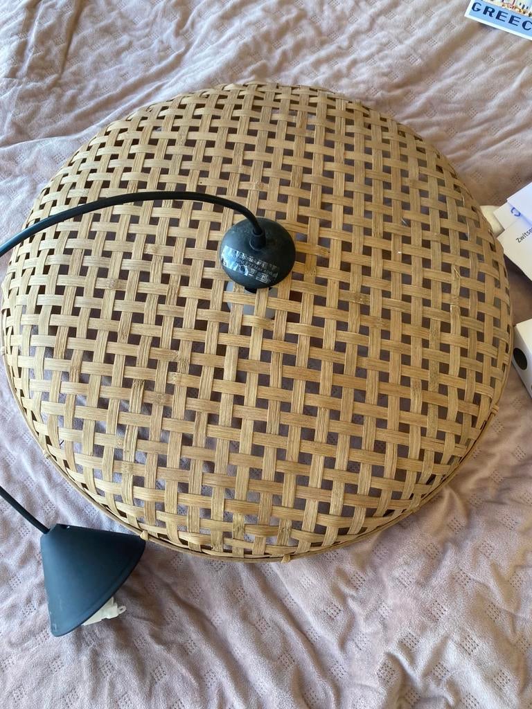 Rotan hanglamp - Boheemse stijl, Ophalen of Verzenden, Zo goed als nieuw, Hout, Minder dan 50 cm