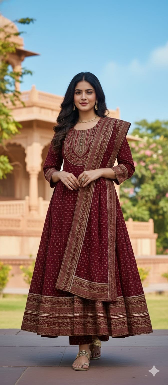 Elegante Indiase Anarkali Jurk met Borduurwerk, Kleding | Dames, Meerkleurig, Maat 46/48 (XL) of groter, Nieuw, Ophalen of Verzenden