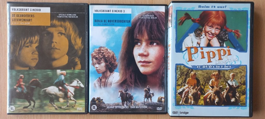 3x Astrid Lindgren in 1 koop, Ronja, Leeuwenhart, Pippi, Cd's en Dvd's, Avontuur, Verzenden, Nederlands, Zo goed als nieuw