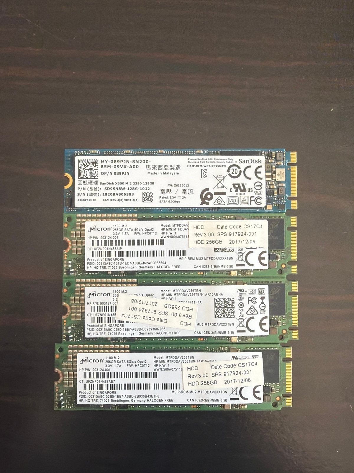 SanDisk & Micron M.2 SSD's - 128GB & 256GB, Computers en Software, Harde schijven, Intern, Gebruikt, Ophalen of Verzenden, Desktop