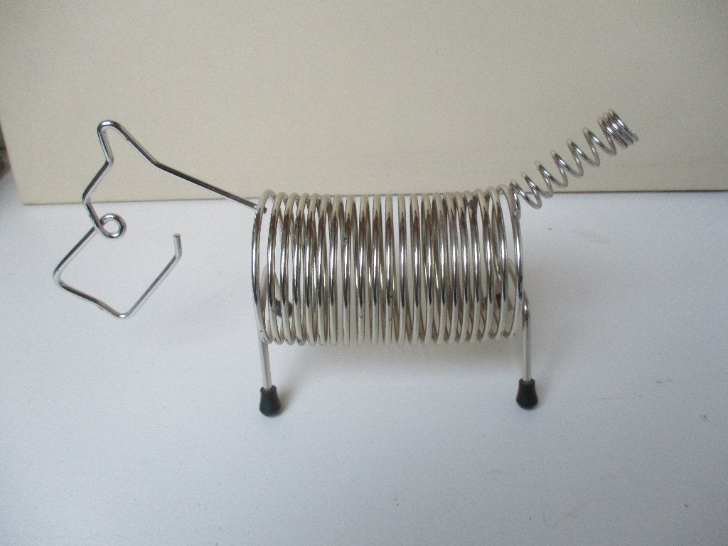 Vintage zilverkleurige metalen brievenhouder hond, Ophalen of Verzenden