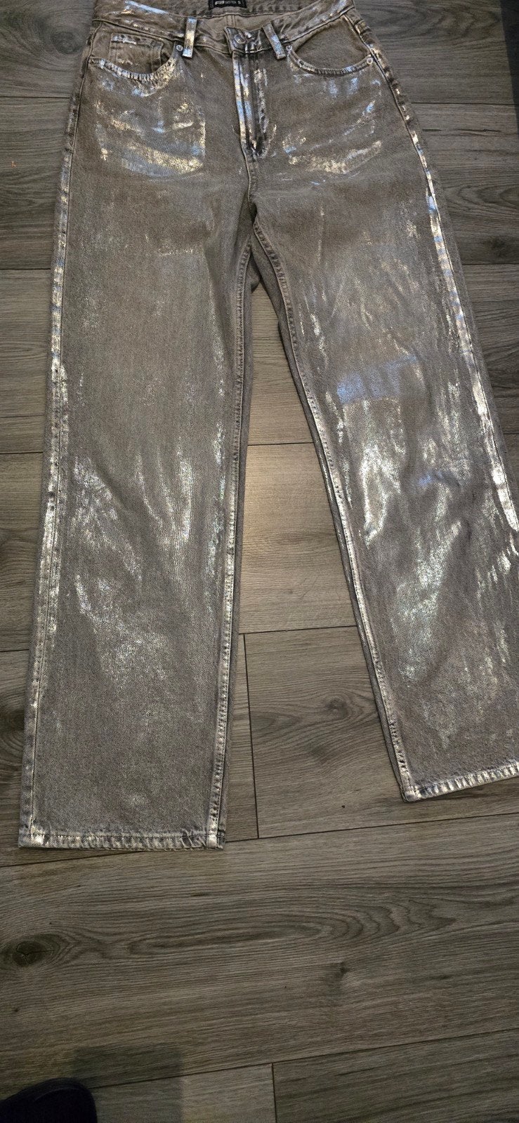 FB Sister Glitter Jeans Maat S, Kleding | Dames, Ophalen of Verzenden, Zo goed als nieuw, W27 (confectie 34) of kleiner, Grijs