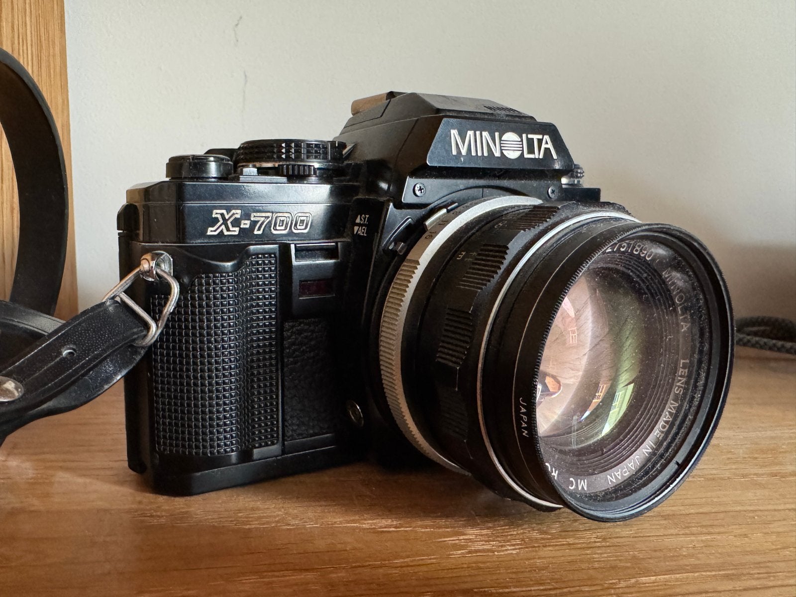 Minolta X-700 met MC Rokkor-PF 1:1.7 f=55mm lens, Audio, Tv en Foto, Fotocamera's Analoog, Ophalen of Verzenden, Gebruikt, Spiegelreflex