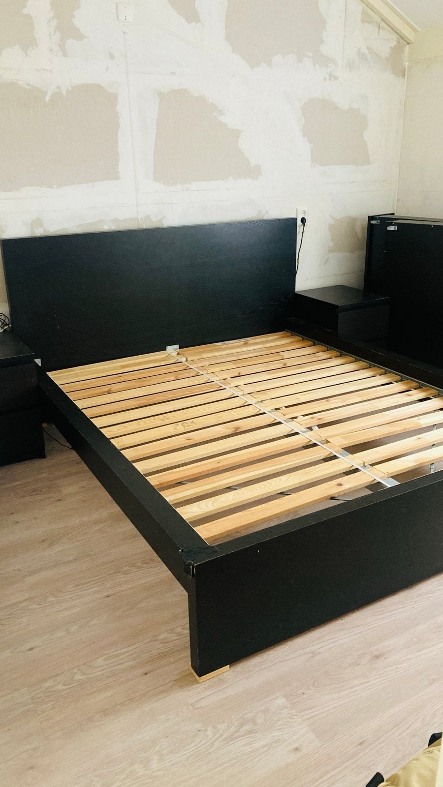 IKEA Malm bed 160x200 met lades en nachtkastjes, Huis en Inrichting, Slaapkamer | Bedden, Ophalen, Gebruikt, Zwart, Tweepersoons