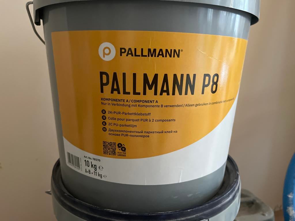 3 emmers Pallmann P8 2C PU-parketlijm (10kg per emmer), 20 liter of meer, Ophalen, Nieuw, Grijs