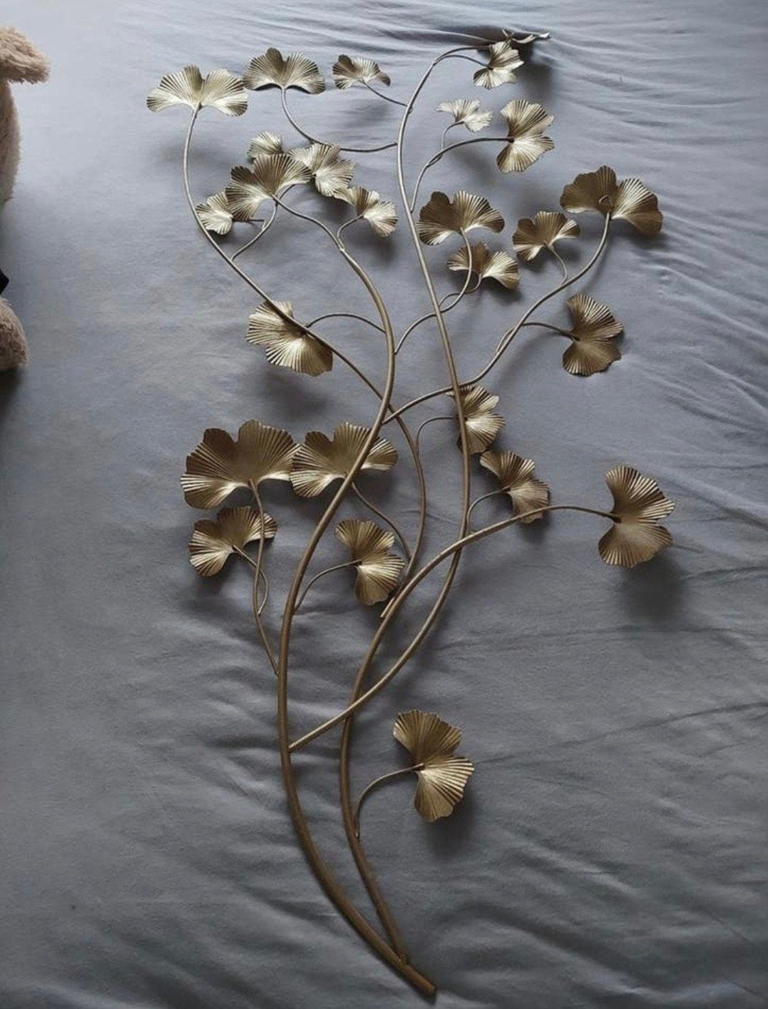 Gouden Ginkgo Blad Wanddecoratie Metaal, Huis en Inrichting, Metaal, Wandsculptuur, Ophalen of Verzenden, Modern