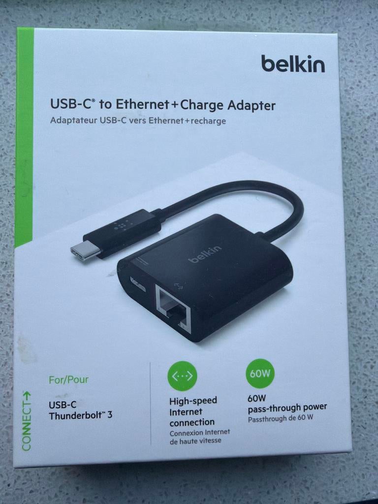 Nieuw Belkin USB-C naar Ethernet + Charge Adapter, Ophalen of Verzenden, Nieuw