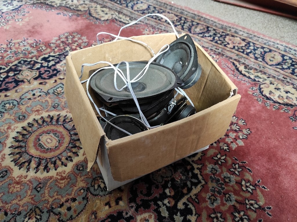 Doos met diverse luidsprekers o.a. Pioneer, Ophalen, Gebruikt, Minder dan 60 watt, Overige merken