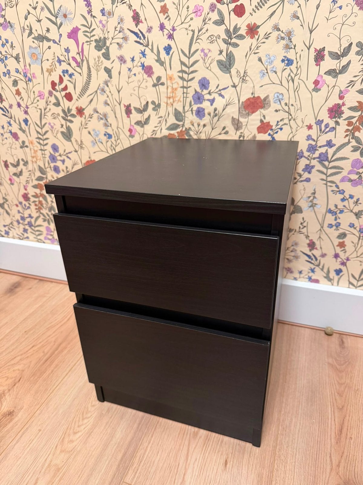 IKEA MALM Bedside Table – Black – 2 Drawers, Ophalen, Zo goed als nieuw, Minder dan 45 cm