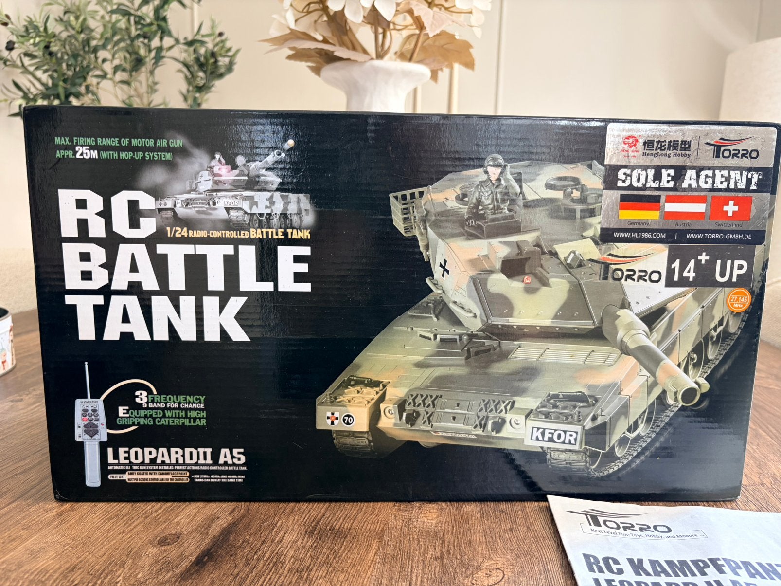 🤎 Leopard 2A5 RC battle tank afstand bestuurbaar 1:24, Ophalen, Gebruikt