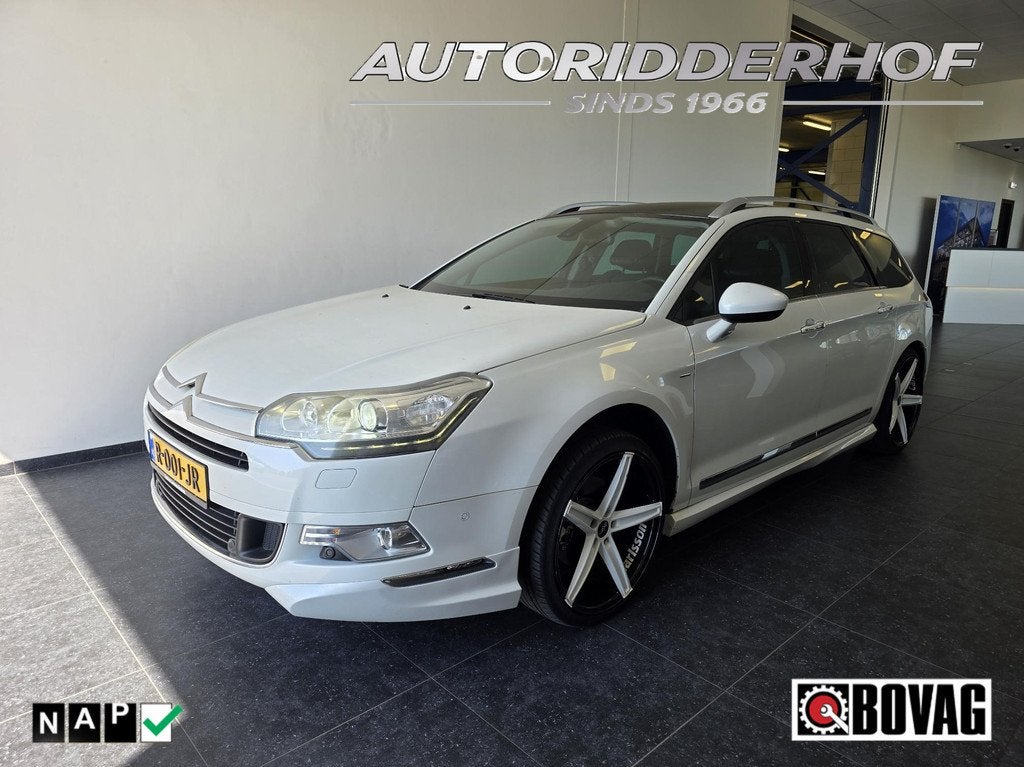 Citroen C5 Tourer 3.0 HDi Exclusive, Auto's, Citroën, Euro 5, Gebruikt, Leder en Stof, Wit