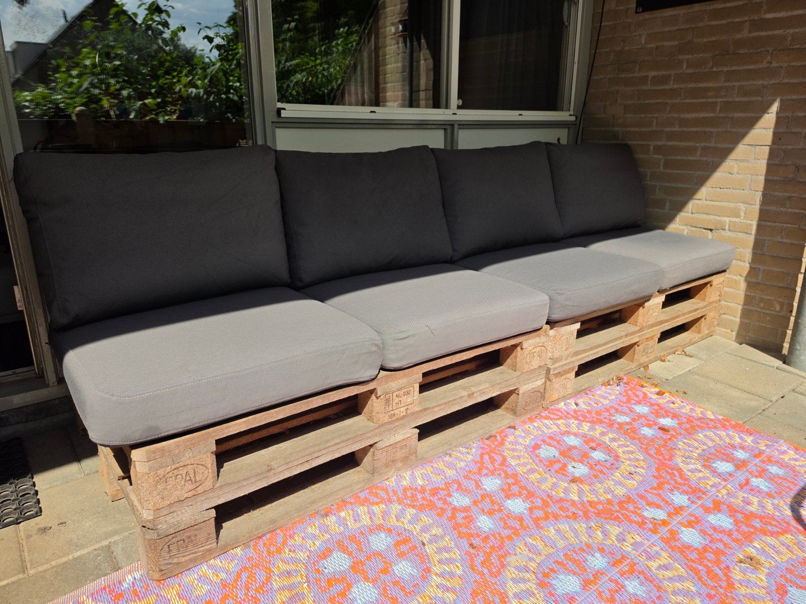 Palletbank met kussens, Tuin en Terras, Ophalen, Hout