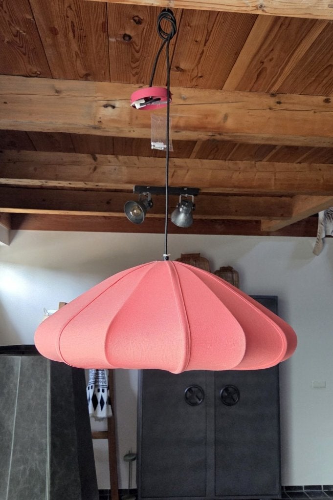 Sfeervolle hanglamp CESANO koraal roze Light & Living stof