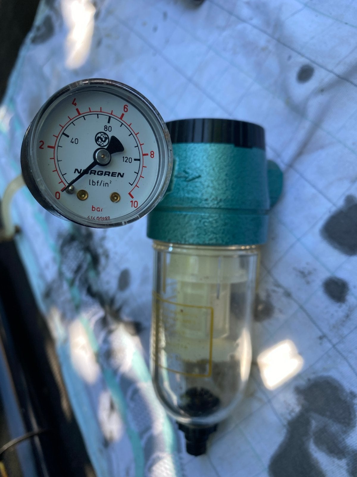 Norgren Luchtfilter met Manometer - Spirax-Monnier IF2, Doe-het-zelf en Verbouw, Compressors, Gebruikt, 6 tot 10 bar, Ophalen of Verzenden