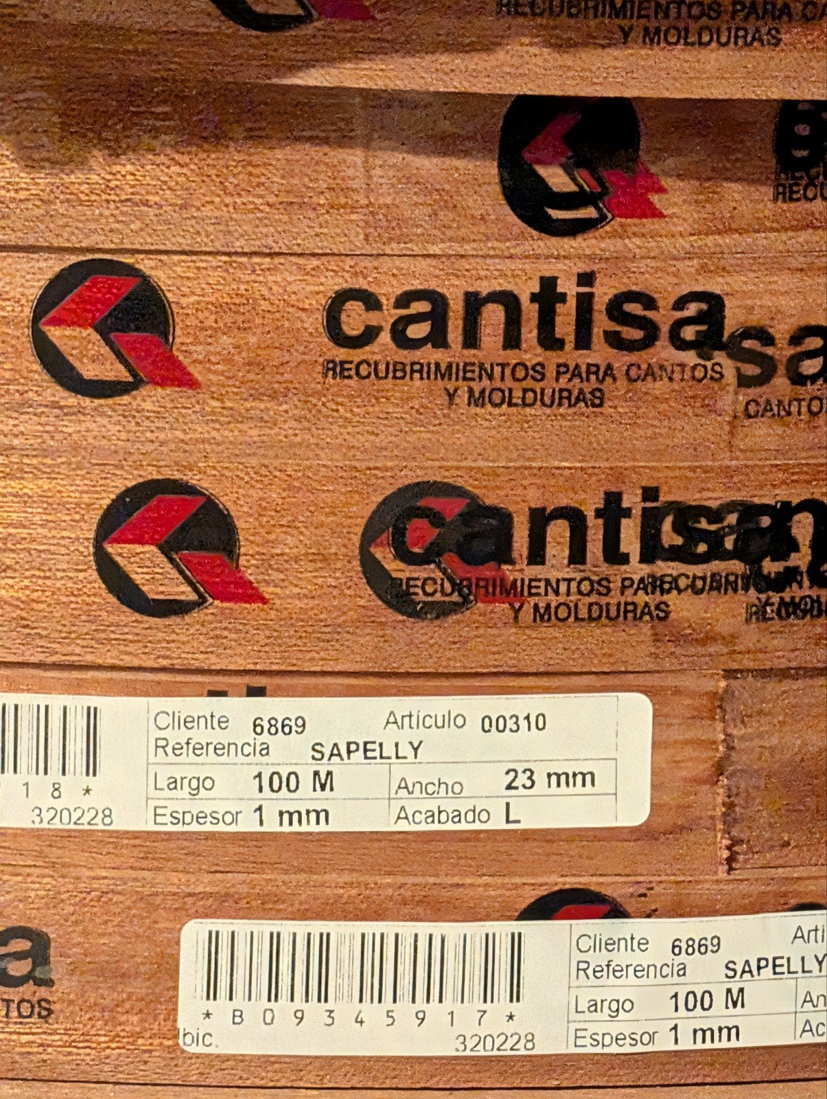 Cantisa Sapele kantenband 100m x 23mm x 1mm, Minder dan 25 mm, Overige typen, Nieuw, Ophalen of Verzenden