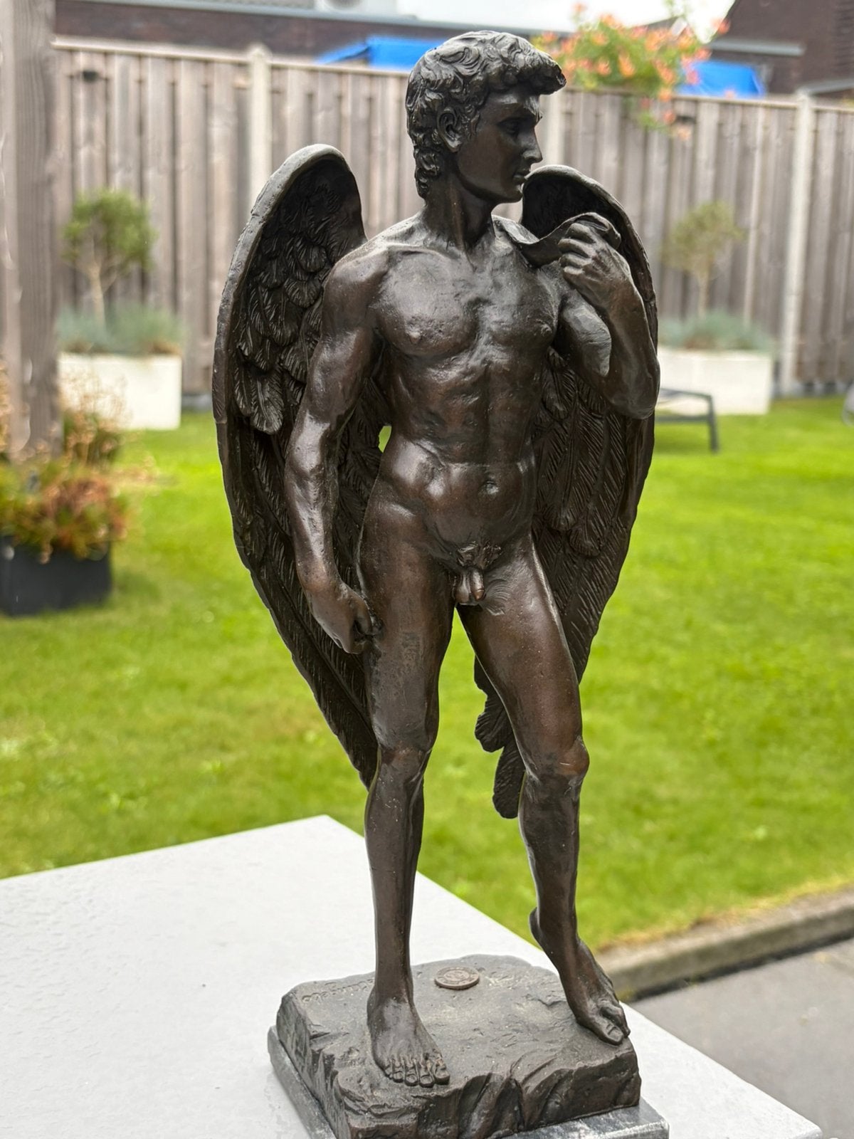 Bronzen beeld van David, gemerkt!, Ophalen of Verzenden, 20 - 50 cm, Beeld, Bruin