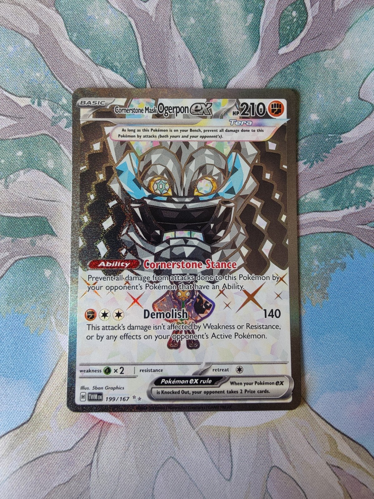 Pokemon twilight masquerade cornerstone mask ogerpon ex 199, Ophalen of Verzenden, Nieuw, Losse kaart, Foil