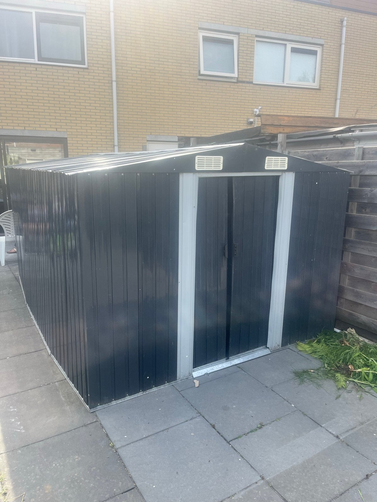Metalen Tuinberging - Zwart/Grijs, Tuin en Terras, Ophalen, Gebruikt, Metaal, Fietsenberging
