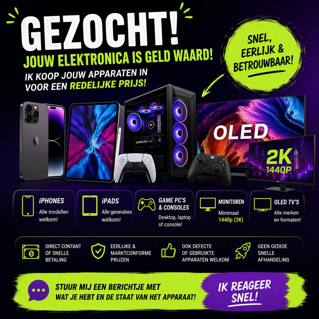Gezocht: jouw elektronica!, Computers en Software, Desktop Pc's, Zo goed als nieuw, 4 Ghz of meer, 64 GB of meer, Ophalen of Verzenden