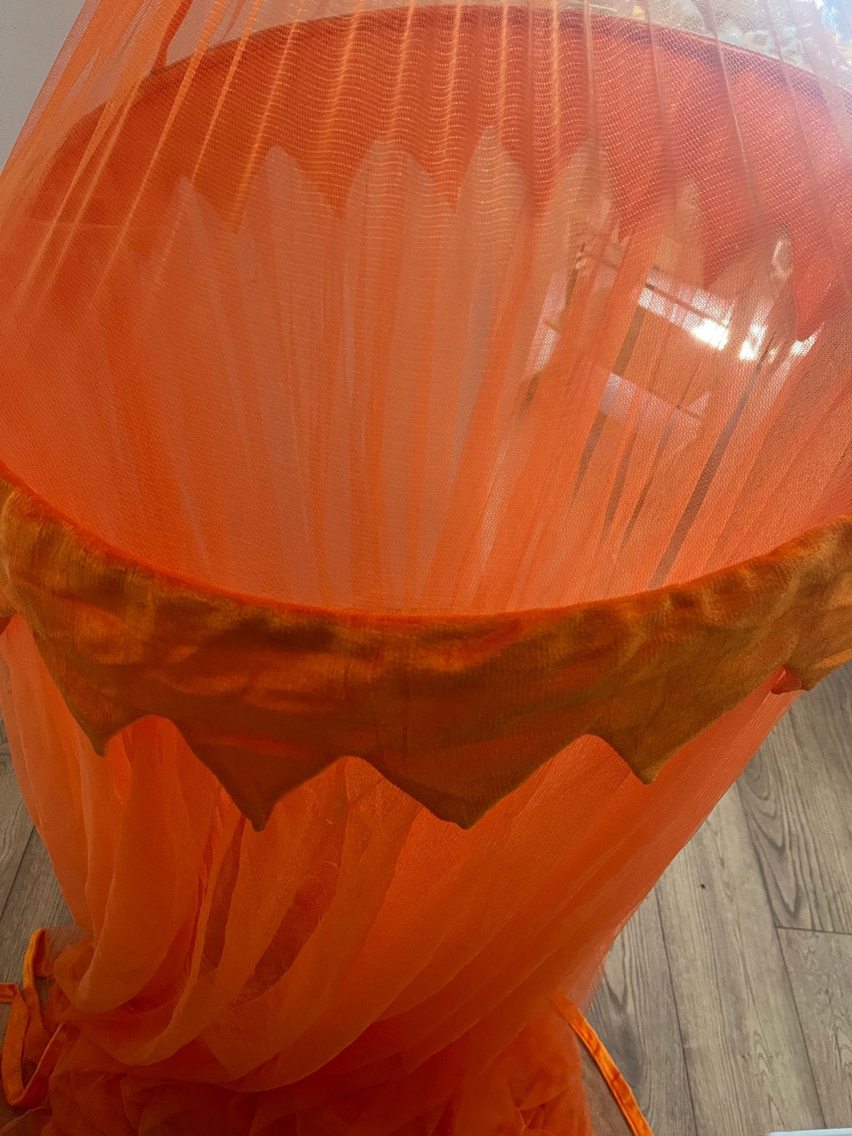 Oranje eenpersoons klamboe, Ophalen, Gebruikt, Overige maten, Stof
