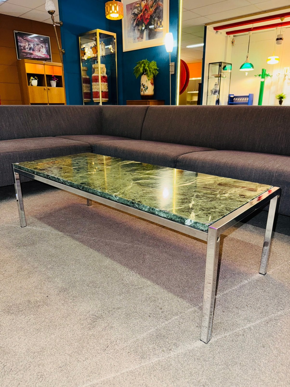 Vintage salontafel groen marmer, Ophalen, A, A, A