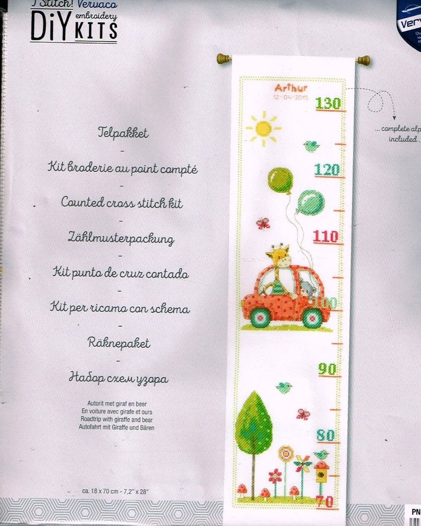Cado vervaco borduurpakket groeimeter, ARTHUR, Ophalen of Verzenden, Nieuw, Handborduren, Borduurpakket