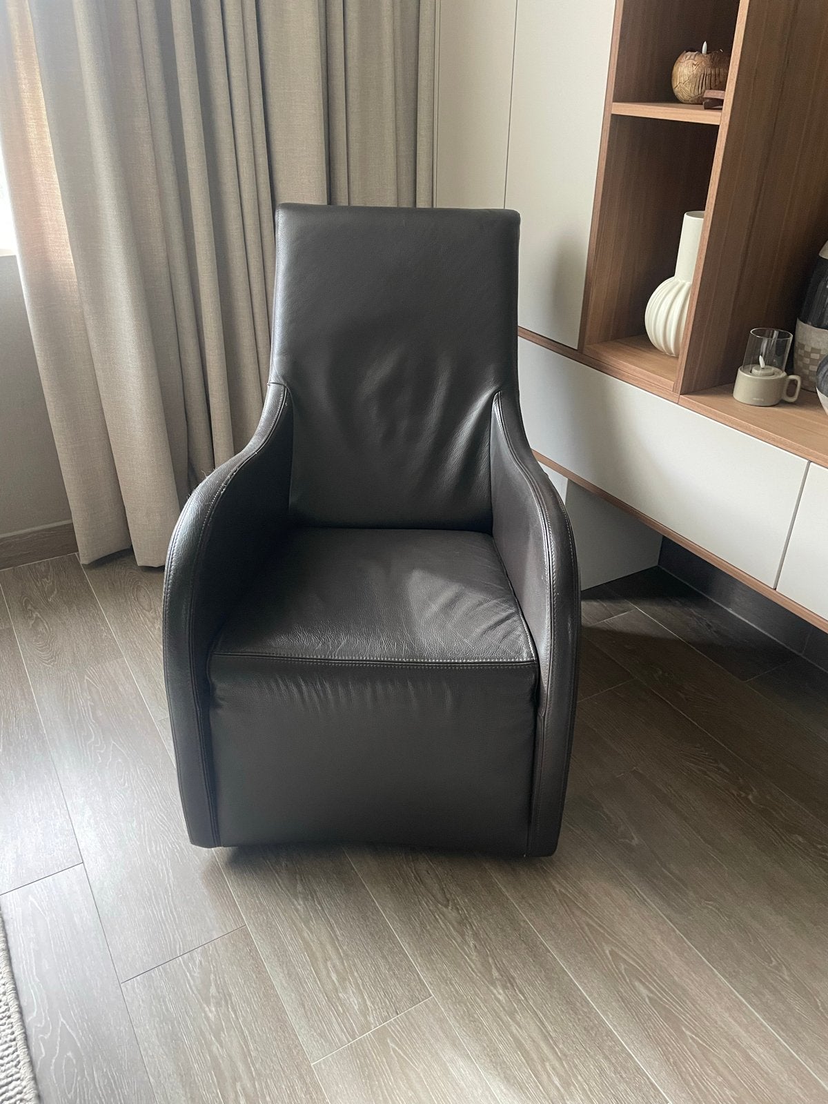 Leren designfauteuil, Ophalen, Gebruikt, 50 tot 75 cm, Leer
