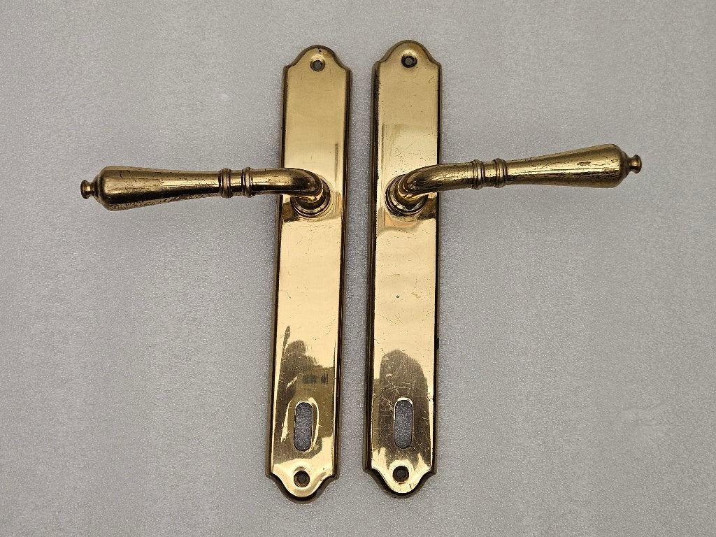Setje vintage Geelkoperen Deurbeslag set nr.27, Antiek en Kunst, Ophalen of Verzenden