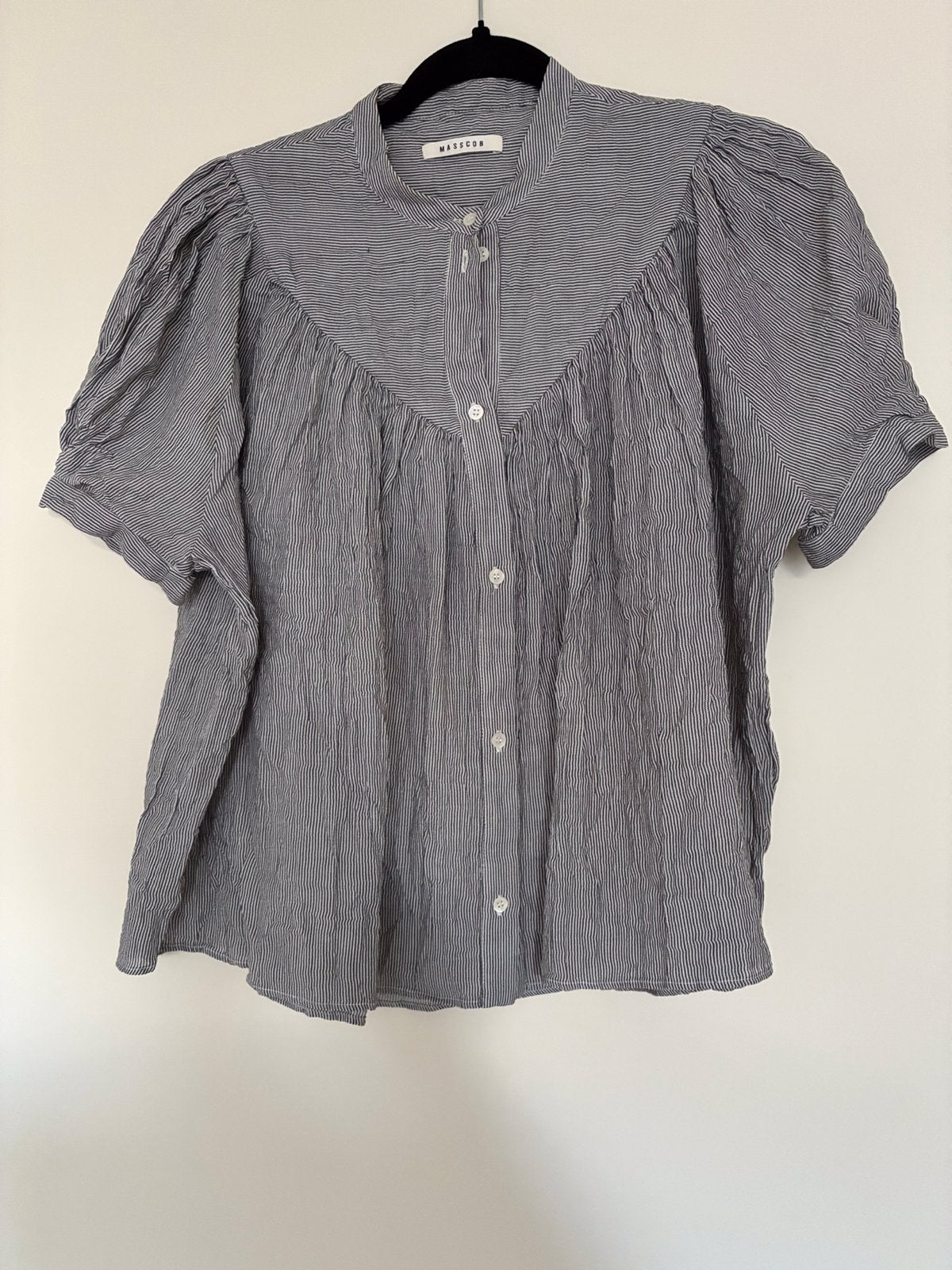 Masscob luchtige blouse top maat M wit grijs gestreept ZGAN!, Ophalen of Verzenden, Zo goed als nieuw, Maat 38/40 (M), Korte mouw