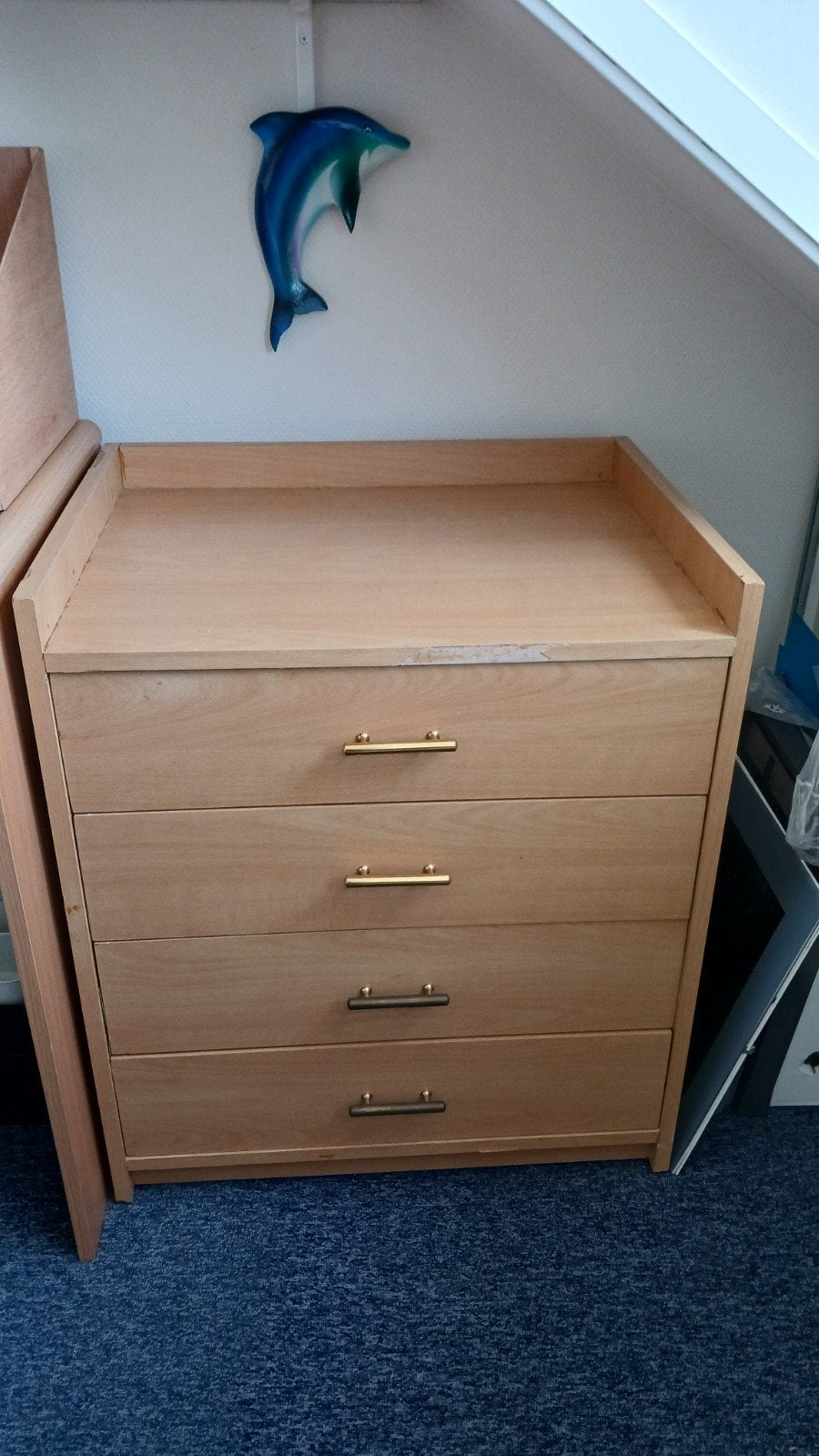 Bureau met lades - Licht houtkleur, Ophalen, Gebruikt, 100 tot 150 cm, 3 of 4 laden