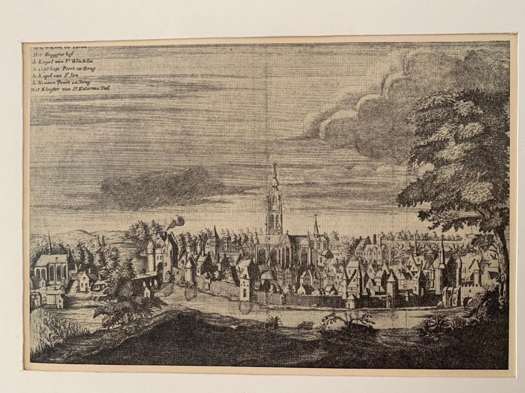 Breda ca. 1520 – Grote Kerk – Kasteel – Begijnhof, Antiek en Kunst, 25 cm, Overige technieken, Blanco verso, Ophalen of Verzenden