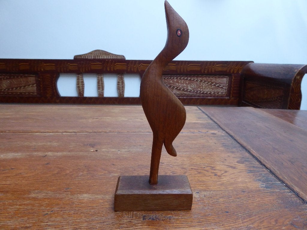 Vintage houten beeldje van een vogel, 19 cm., Antiek en Kunst, Ophalen of Verzenden