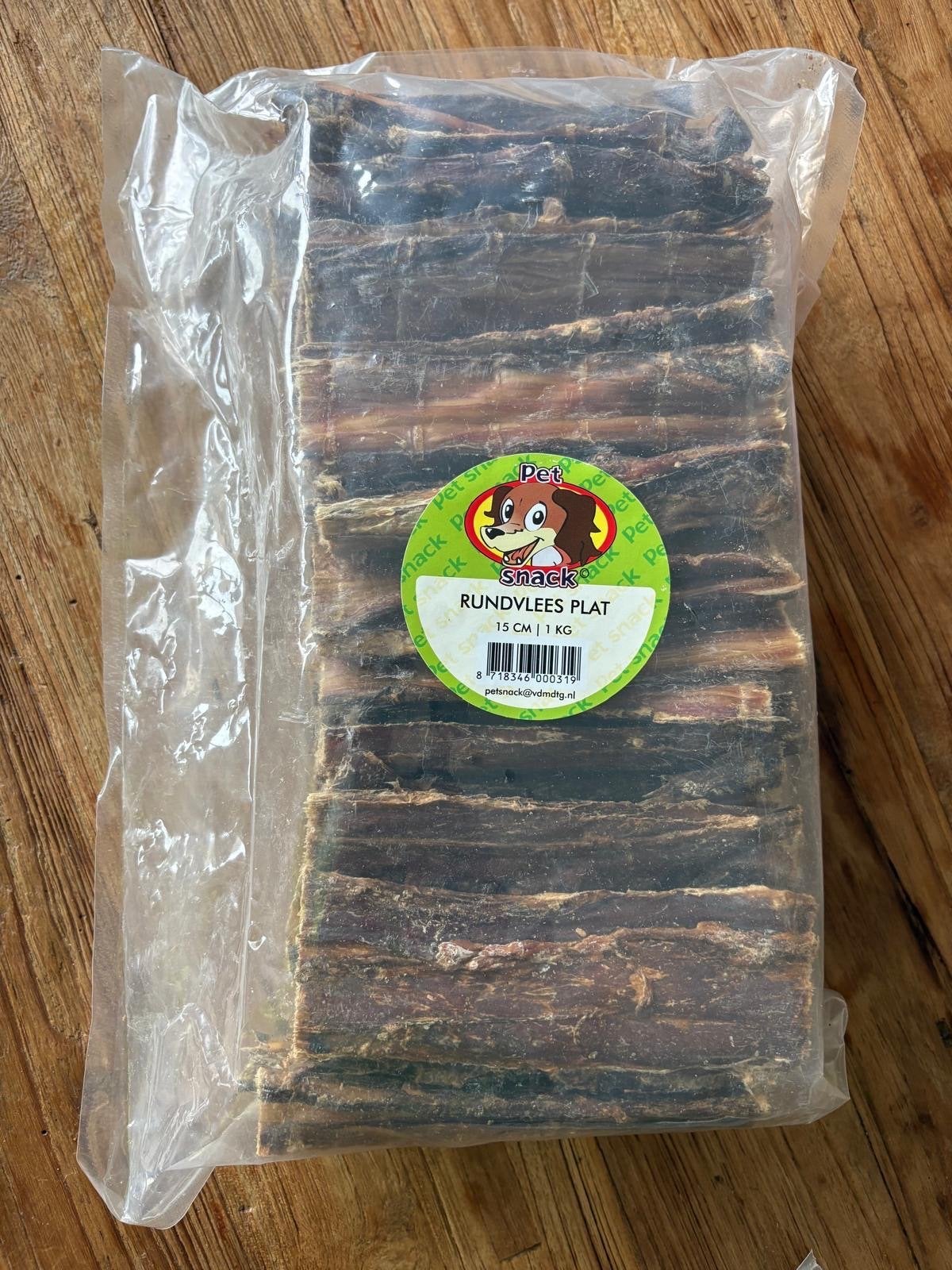 Petsnack rundvlees strip 2x1kg, Verzenden