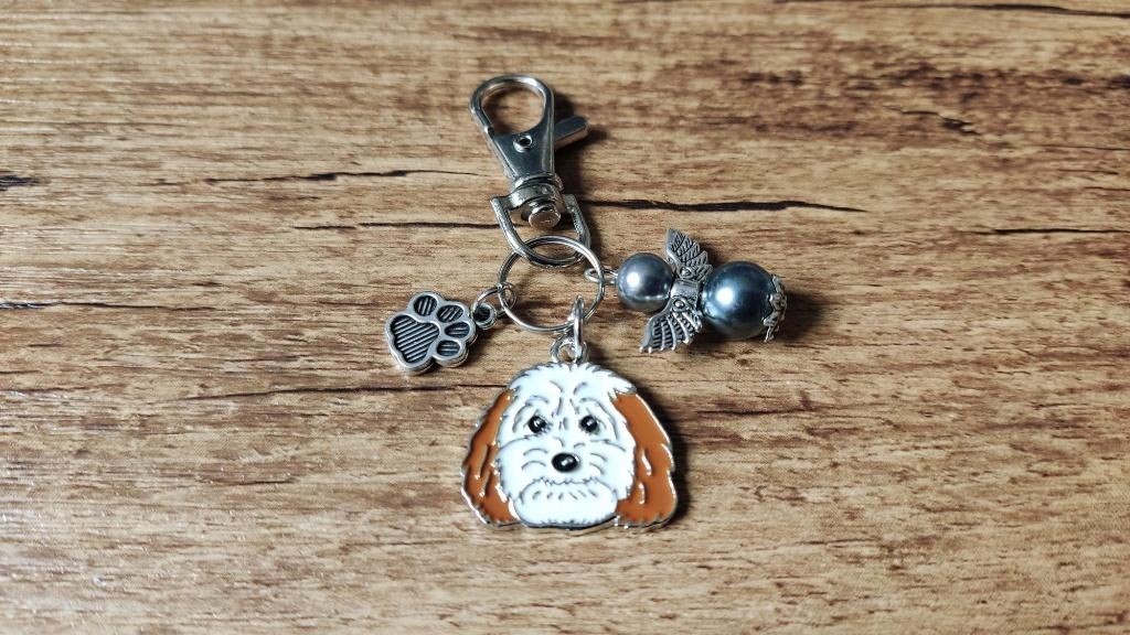 Tashanger Sleutelhanger Cockapoo emaille met guardian angel, Verzenden, Nieuw