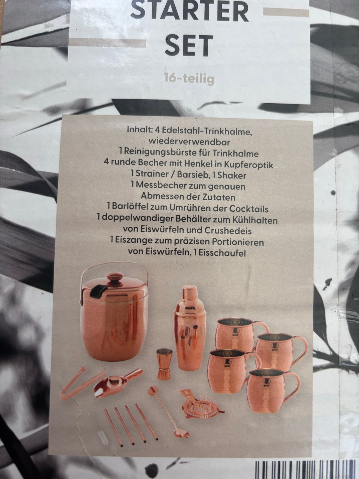 16-delige Cocktail Starter Set Koperlook, Overige typen, Nieuw, Ophalen of Verzenden, Metaal
