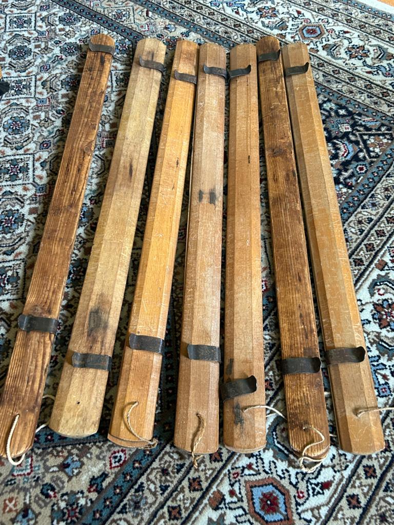 Vintage houten plooilatten (7 stuks), Antiek en Kunst, Ophalen